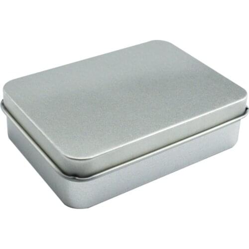 Small Metal Storage Box Tin Silver Storage Box Case Organizer For Money Coin Candy Key