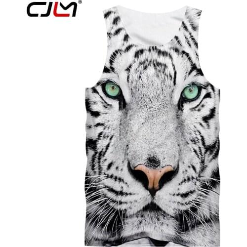 CJLM Man Black And White Striped Animal Tank Top Lovely Tiger Vest Mens Polyester Tanktop 3D Full Printed Oversized 5XL