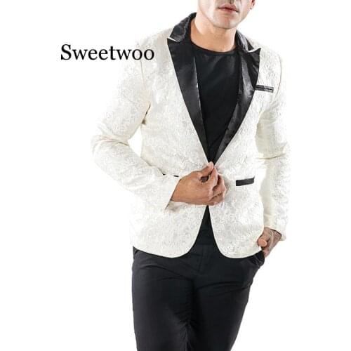 Sweetwoo Slim Fit Blazer Men 2020 New Floral Blazers Floral Prom Dress Blazers Elegant Blazer
