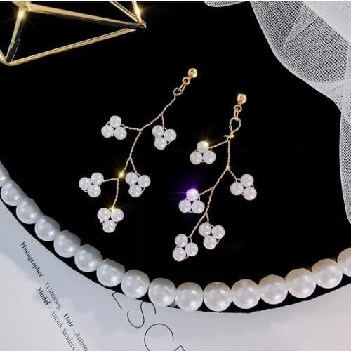 2020 New Womens Earrings Fashion Elegant Sweet Tassels Pearl Earrings For Women Brides Party Gifts Jewelry Wholesale