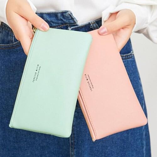 2021 New Zipper Ladies Long Wallet Coin Purse Wallet PU Fashion Clutch Bag Large Capacity Ladies Wallet Card Organizer Solid