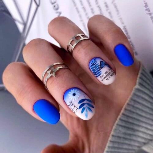 2021 New 3D Nail Art Stickers Bohemia Blue Leaf Butterfly Image Nails Stickers for Nails Sticker Decorations Manicure Z0429
