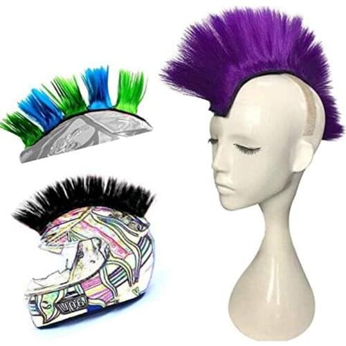 Helmet Hawks Outdoor Synthetic Wigs Motorcycle Accessories Solid Reusable Bicycle Racing Hair Sticker Mohawk Stick On Cycling