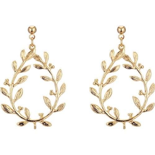 New style earrings wheat ear ring metal hollow tree leaf earrings female fashion all-match water drop