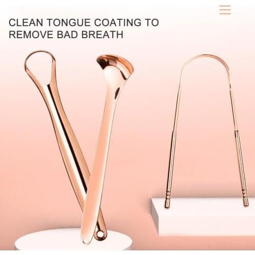 Stainless Steel Tongue Cleaner Wwo Colors Metal Tongue Scraper Oral Care Tool Brush Cleaning Remove Stain to Fresher Breath