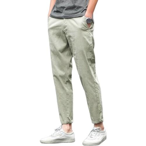Cloth legend summer thin section linen casual pants male Korean version of the tide wild nine pants Slim cotton pants feet