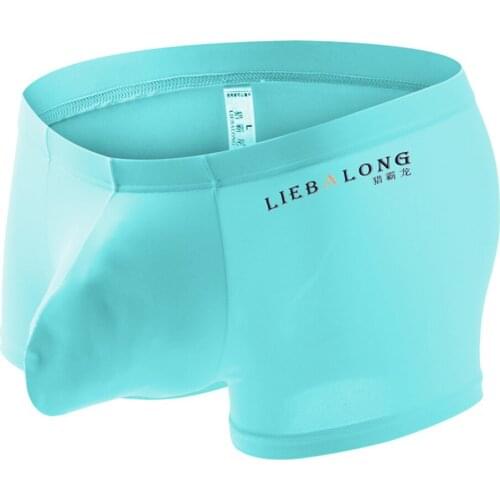 Man Ice Silk Boxers Smooth Comfy Panties Man Sexy Seamless Underwear Breathable Underpant Man Boxer Briefs Bulge Pouch Underpant