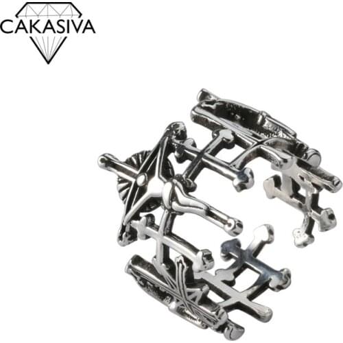 Punk 925 Vintage Thai Silver Simple Jesus Cross Index Finger Old Personality Ring for Men and Women Party Gift Jewelry Ring