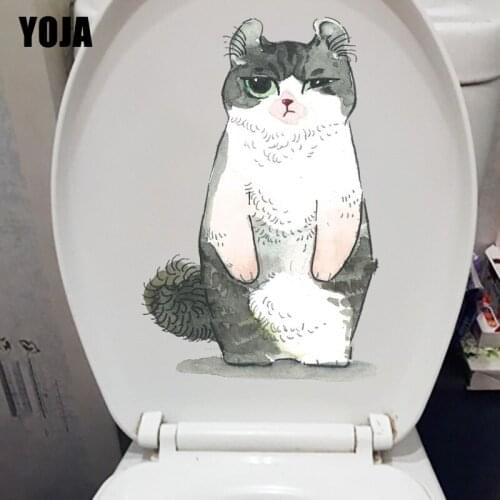 YOJA 16.4×25CM Funny Cat Wall Stickers Home Decor Living Room Hand Drawn Cartoon WC Accessories T1-2427