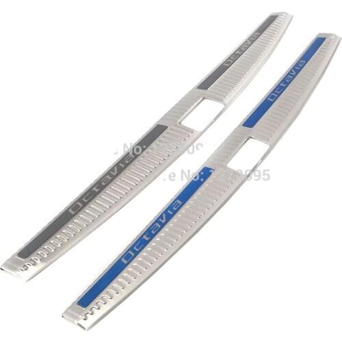 For Skoda Octavia 2017 2018 Stainless Interior Rear Trunk Bumper Protector Sill Tail Trunk Guard Pedal Cover Car Accessories