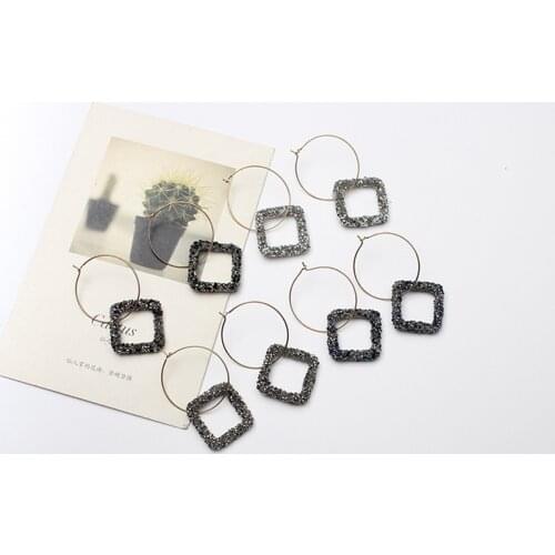 2019 Black Square Full Large Hoop Earring Gift For Women Fashion Earrings