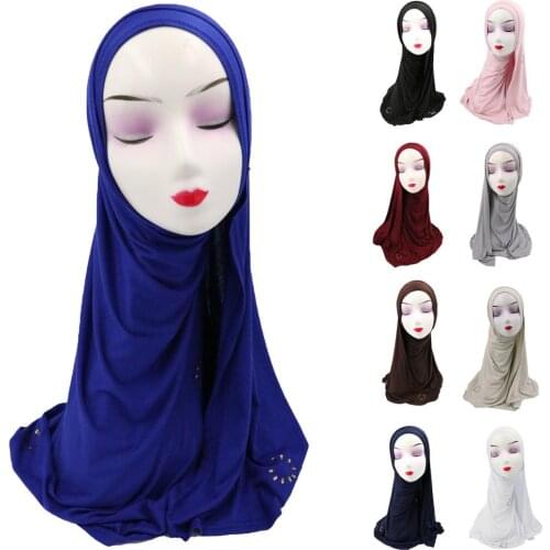 Women Muslim Plain Hijab Scarf Islam Amira Long Shawl Head Wrap Scarves Headwear Turban Full Cover Hijabs Arab Fashion 170*70CM