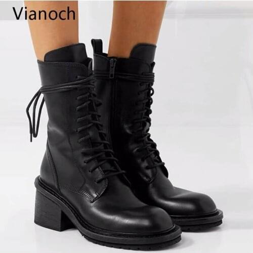 2021 Fashion New Women Motorcycle Boots High Heels Lace Up Winter Warm Shoes High Heels Platform Pumps Woman wo19085