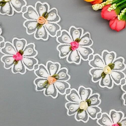 20pcs Chiffon Polyester Lace Fabric Trim Ribbon Knitting Wedding Embroidered for Handmade Patchwork Ribbon Sewing Supplies Craft