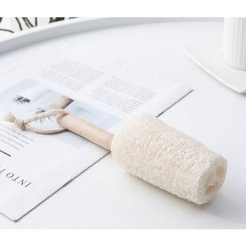 22*5cm Wooden Long Handle Loofah Brush For Wineglass Bottle Coffe Tea Glass Cup Sink Tableware Bottle Cup