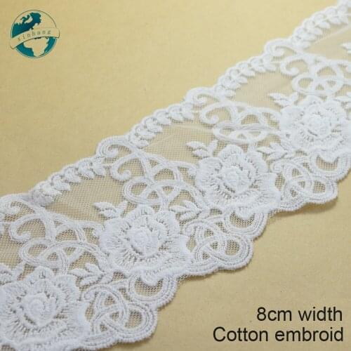 3yards 8cm Cotton Embroidery Lace Sewing Ribbon Guipure DIY African Lace Fabric Trim Warp Knitting DIY Garment Accessories#2627