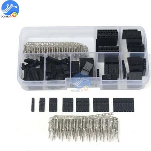310 pcs/box 2.54mm Male Female 1/2/3/4/5/6/8pin Dupont Wire Jumper Pin Header Sockets Connector Housing Kit with Box Pack