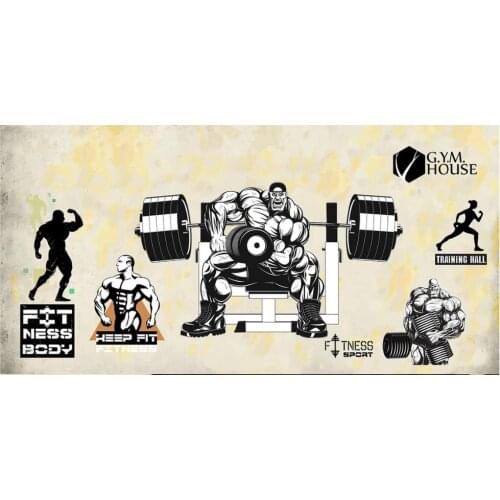 3D wall murals wallpaper custom picture mural Gym wallpaper Sports room Gym muscular male dumbbell puzzle vector background wall