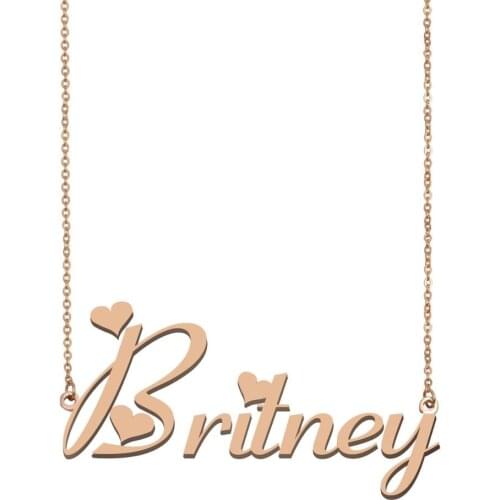 Britney Name Necklace Custom Nameplate Pendant for Women Girls Best Friends Birthday Wedding Christmas Mother Days Gift