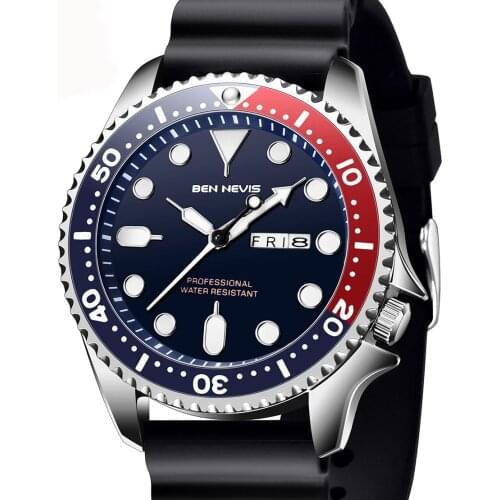 Mens Watches Top Brand Luxury Classic Automatic Quartz Watch Luminous and Calendar Display Men Sport Rubber Strap montre homme