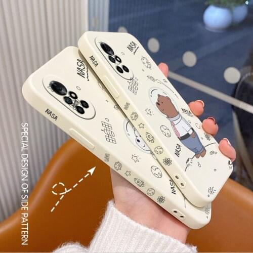Space White Bear Phone Case For Huawei Nova8 8Pro 8SE Nova 7 7Pro 7SE 6 6se 5 5Pro 5Z 5I 5Ipro 5T 4 4E Liquid Silicone Cover