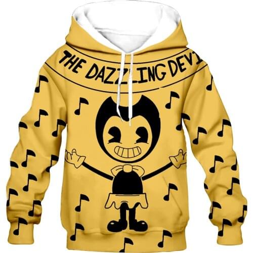 Cartoon bendy KID 3D print boys/girls Flannelet thickening type Children zipper coat Sweatshirt/Hooded//family clothing design