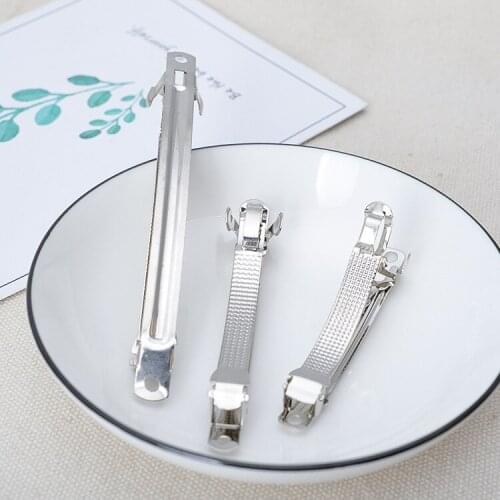 French Barrette Style Spring Hair Clips Automatic Clip Blank Width Setting Rhodium Bow Hairpin Supplies for Jewelry Making