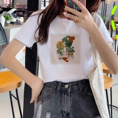 Princess Kawaii Harajuku T Shirt Women Ullzang Cute T-shirt Green Plants Graphic Tshirt Short Sleeve Funny Girls Tshirt Oversize