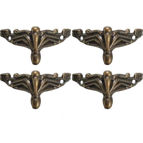 4pcs Mini Retro Corner Feet Wood Case Box Decor Protector Corner Feet Leg Brasket Zinc Alloy 2.6cmX1.9cm Furniture Hardware