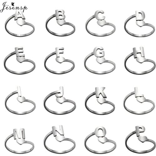 Fashion English Letter A-Z Initial Rings Custom Name Jewelry Tiny Heart Ring for Women Men Family Friendship Gift Wholesale