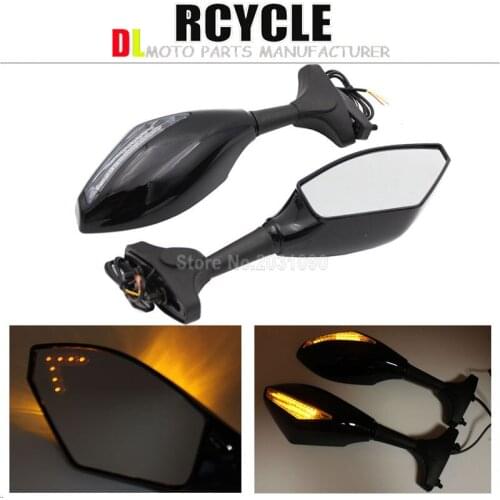 Motorcycle Rear View Mirrors Side Mirror With LED Turn Signals Light Indicator for Yamaha Kawasaki Suzuki Cruiser Street Bike