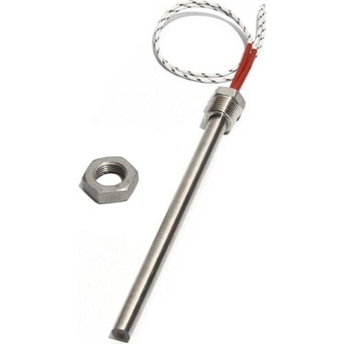 16mm Dia 200~300mm DN15/21mm Immersion Cartridge Heater Tubular Heater 12V/24V/48V 300W/450W/500W 304SS Heating Element with Nut