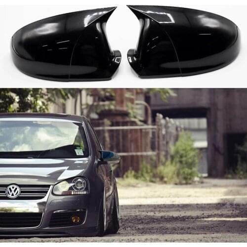 For Volkswagen Golf Mk5 Batman Mirror Cover 2005 2006 2007 2008 2009 2010 Piano Black 2 Pcs. Right-Left