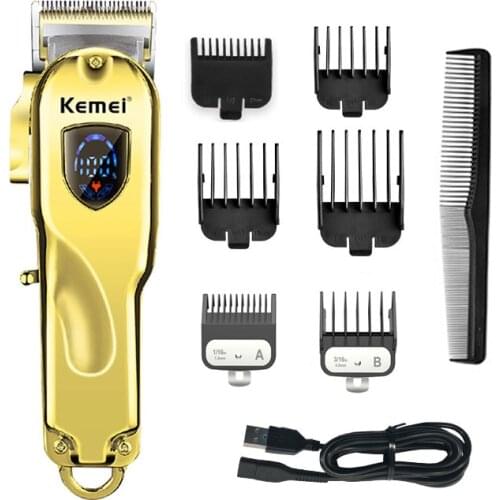 Kemei Professional Hair Clipper Powerful Hair Trimmer Rechargable Hair Cutter LCD Display Trimmer for Barber