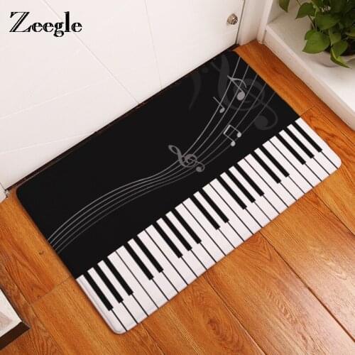 Zeegle Musical Note Printed Modern Mats For Corridor Absorption Kitchen Floor Rug Bedroom Carpet Non-slip Bathroom Mats Doormat