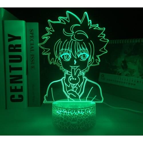 Hunter X Hunter Anime Killua 3D LED Light White Base for Child Bedroom Decor Nightlight Birthday Gift Acrylic LED Night Lamp