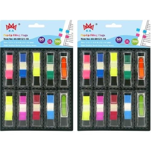 4A Pop-up Flags In Dispensers Set,Neon Color Page Marker Index Label,Transparent Tabs,700 Flags Total,4A 60121-10x2