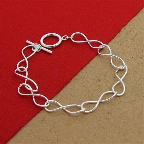 High Quality 925 Sterling Silver Bracelet TO Twist Figure 8 Shape Bracelet For Men & Women Jewelry Gift