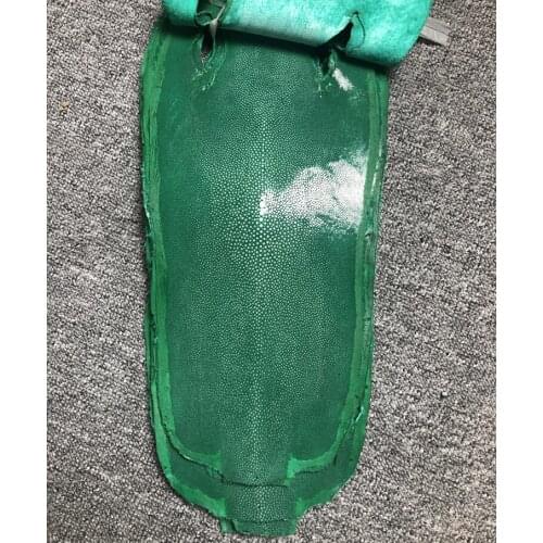 Green polished Genuine Rare special skin natural pearl fish leather devil fish skin,big size Manta Ray Fish Skin for bag belt