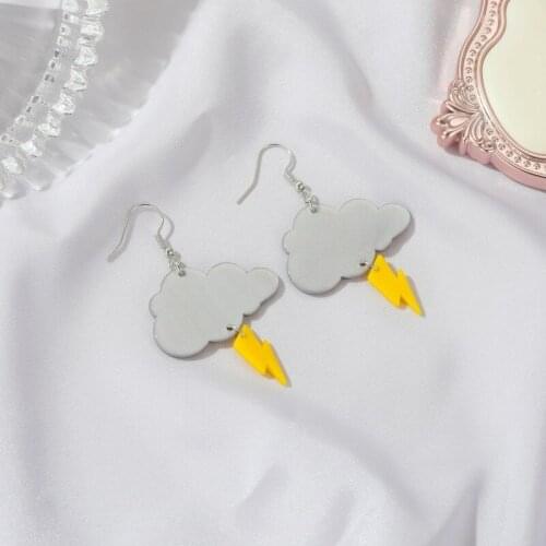 Cute Cloud Lightning Drop Earrings for Women Female Creative Resin Arcylic Geometric Dangle Earrings Statement Party Jewelry