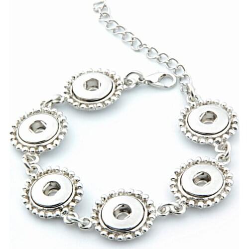 6 buttons Vintage bracelet for women 12mm metal snap button jewelry arm cuff one direction stering jewelry 040711