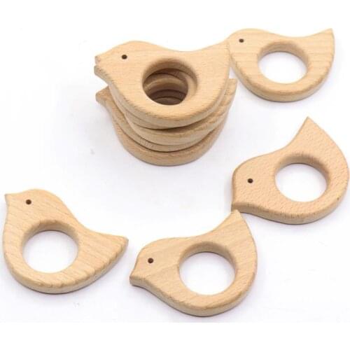 10pcs Bird Shape Wooden Teeth Bakelite Pendant Cute Pacifier Chain Teeth Toys Food Grade Materials Baby Teether DIY Accessories