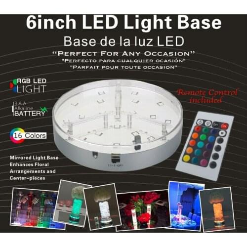 2PCS/Lot Factory Direct Deal 6inch RGB Color Changing Light Base with Remote Controller for Wedding Centerpiece Lighting