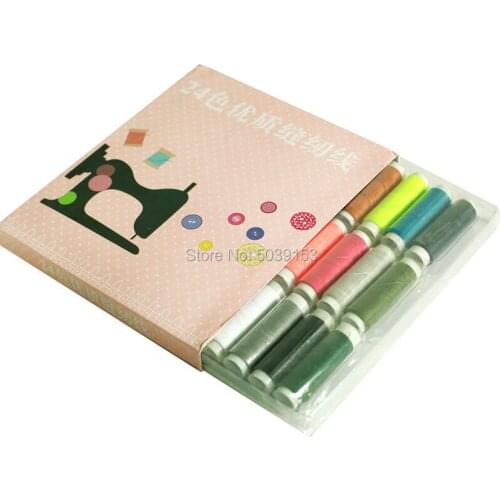 24pcs Polyester Multicolor Sewing Thread Handmade Embroidery 120 Yards High quality machine embroidery threads
