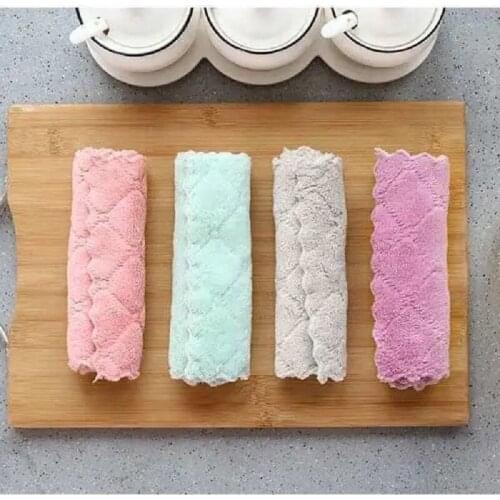 4pcs Microfiber Cleaning Rags Super Absorbent Household Dish Towel Kitchen Oil and Dust Wipe Clean Cloth