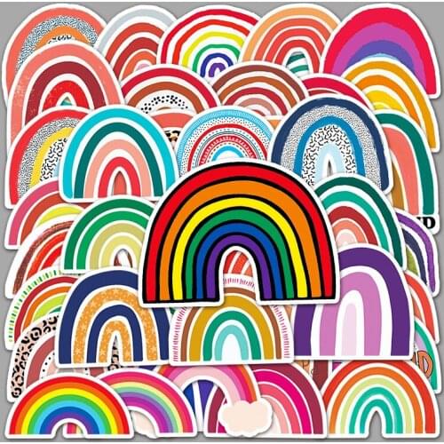 50PCS Color Rainbow Bridge Stickers for Girl Children Toys DIY Laptop Fridge Phone Skateboard Suitcase Cartoon Decals Sticker