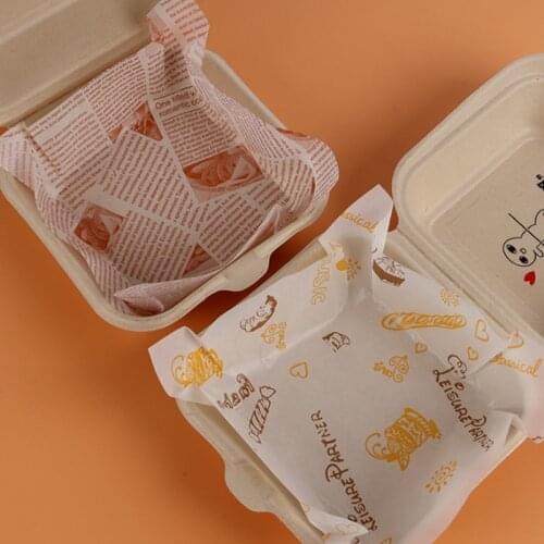 50pcs 18x18cm Bento Cake Box Pad Paper Burger Cake Greaseproof Paper Wrapping Paper Baking Absorbent Paper