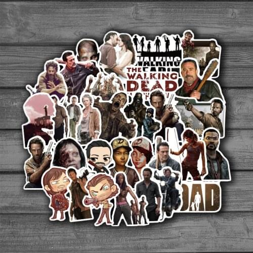 50PCS TV Show Walking Dead Stickers Snowboard Laptop Luggage Fridge Guitar Graffiti Waterproof Sticker Kid Classic Toy