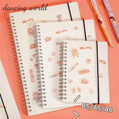 A5&A6 Notebook Spiral Sketchbook Graffiti Notebook for School Supplies Size 160 Pages Coil Notebook Grid Blank Page Cute Planner