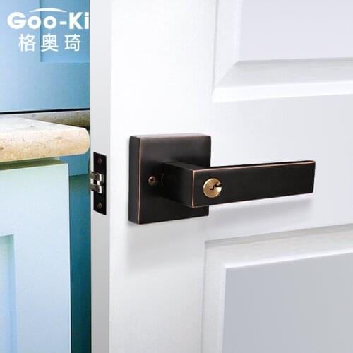 American Black Square American Door Lock Indoor Ball Lock Handle Security Toilet Door Lock Salient Anti-seft Universal Lock Set